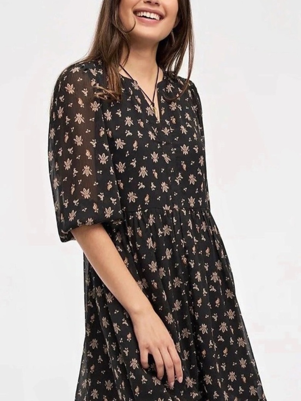 Reitmans Floral Mini Dress in Black Size 3X NWT